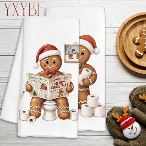 Gingerbread 02-set of 2 Funny 16x24in Hand Towels | YXYBF Decorative Waffle Textured