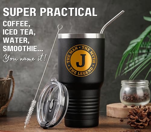 Initial-Z 30 oz Man Myth Legend Mug - Monogram Stainless Travel Tumbler for Him
