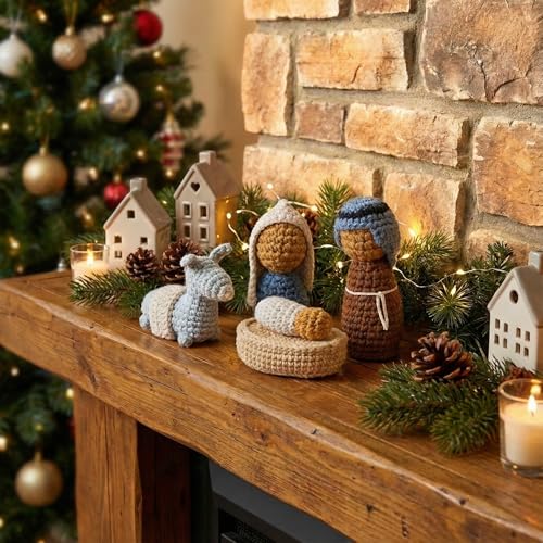 Crochet Nativity Scene Set - Handmade Soft Yarn Indoor Christmas Decor