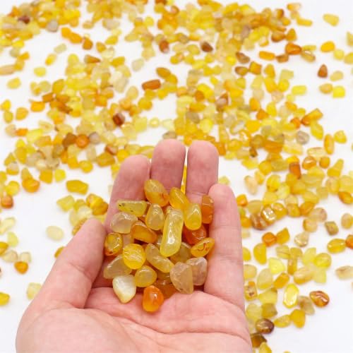 Natural Tumbled Agate Quartz Crystals 1 lb - Polished Yellow Stones