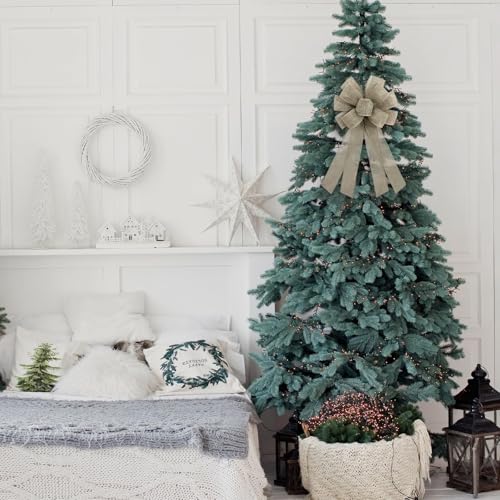 Christmas Linen Burlap Wreath Bow 20x11 in | Chmacura Linen Holiday Front Door Decor