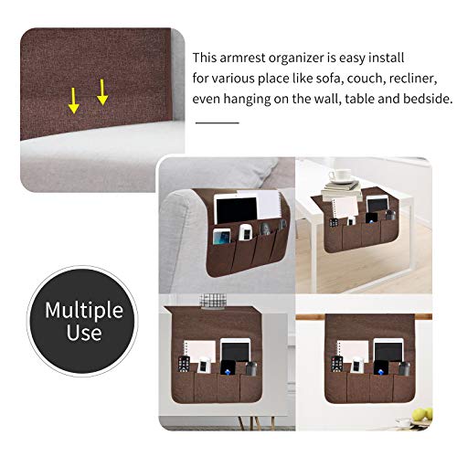 Sofa Armrest Organizer with 6 Pockets for Remote, Phone, and Tablet