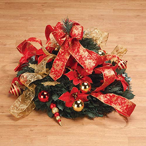 Red Poinsettia 4' Pull-Up Christmas Tree - Fox Valley Traders, Northwoods Greenery