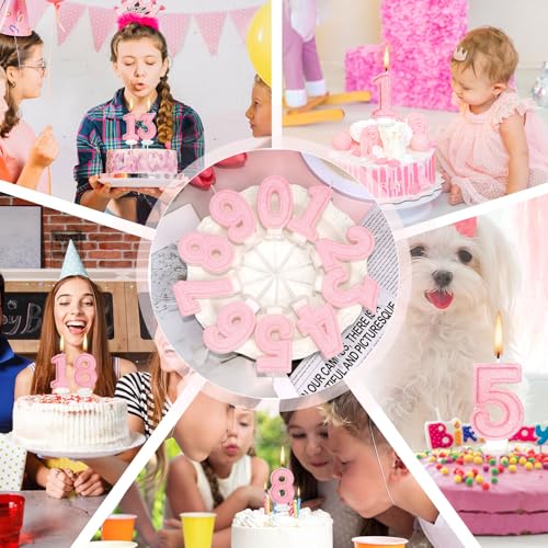 Pink Glitter Number 1 Birthday Candle for First Birthday