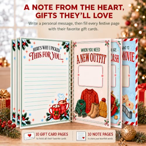 Linhara Christmas Gift Card Book with Cups Variation, Festive Holiday Gift for Adults & Teens