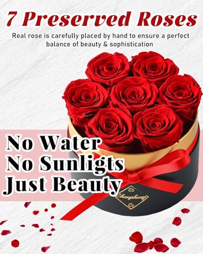 7 Preserved Rose Gift Box - Eternal Flowers That Last Up to 3 Years