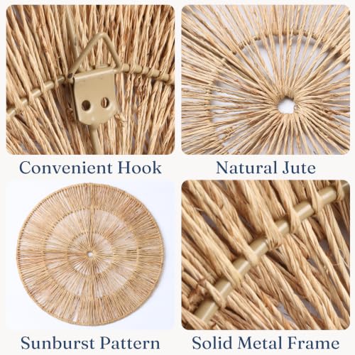 Chi An Home Woven Jute Wall Decor Baskets Set of 6 Boho Wall Art Plates