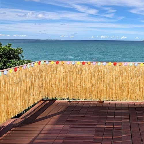 36ft Hawaiian Luau Grass Table Skirt - Tropical Fringe Party Decoration
