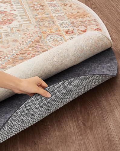 Non-Slip Cushioned Rug Pad, 5 Ft Round, Felt and Silicone Carpet Gripper