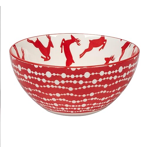 Peppermint Candy 13oz Porcelain Bowls Set of 6 - Christmas Holiday Snack & Dessert Serveware