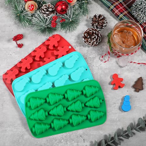 Christmas Silicone Ice Cube Molds - Gingerbread Snowman Christmas Tree Shapes