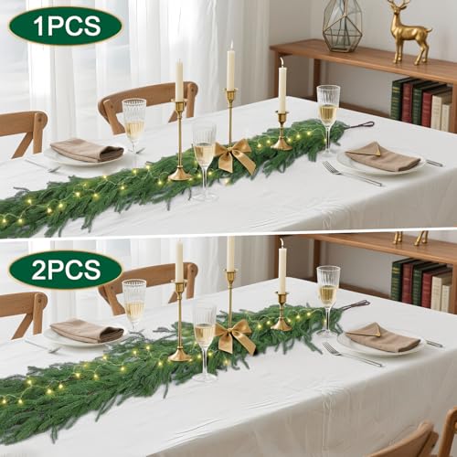 Real Touch Norfolk Pine Garland 6FT - Artificial Winter Greenery (2 Pack)