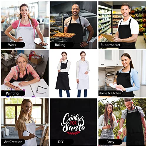 12-Pack 100% Cotton Bib Aprons - Adjustable Kitchen Cooking Chef Apron