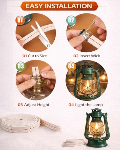 1/2 Inch x 30 Ft Flat Cotton Oil Lamp Wick for Lanterns and Oil Lamps