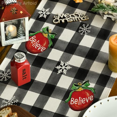 Artoid Mode 13x60-Inch Gnome Christmas Table Runner - Black/White
