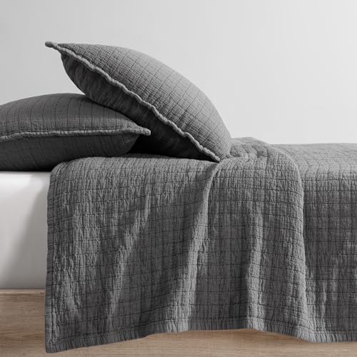 Queen Coverlet - 100% Cotton Jacquard Bedding, Graphite