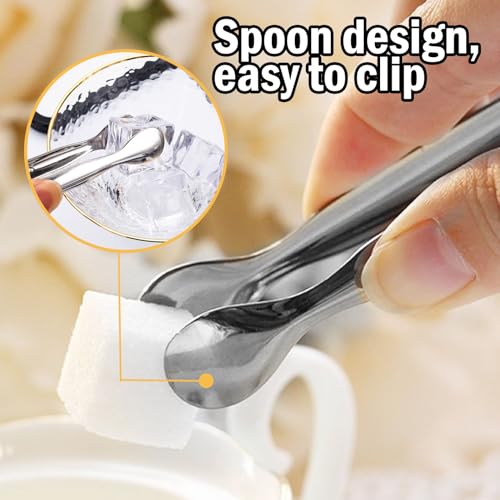 Gold 12Pcs Mini Stainless Steel Serving Tongs 4.3 Inch for Appetizers & Ice