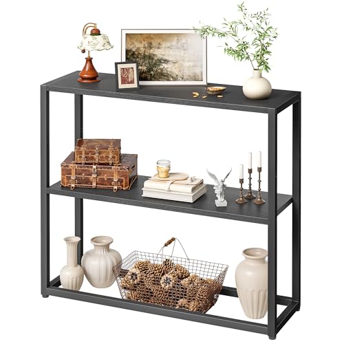 29.5-Inch Narrow Console Table with 3-Tier Shelves, Black Entryway Table