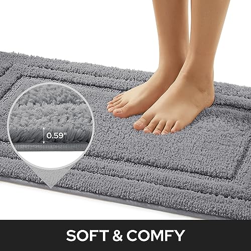 HOMEIDEAS Bathroom Rugs 2-Piece Set, Non-Slip Absorbent Microfiber Bath Mat
