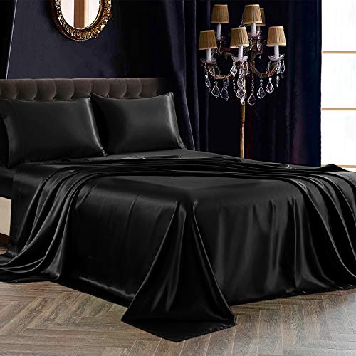 Twin XL Satin Sheet Set, 3-Piece Silky Bedding for College Dorm