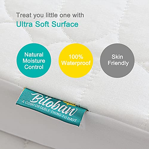 Biloban Waterproof Quilted Crib Mattress Protector Pad 2-Pack, 52" x 28"