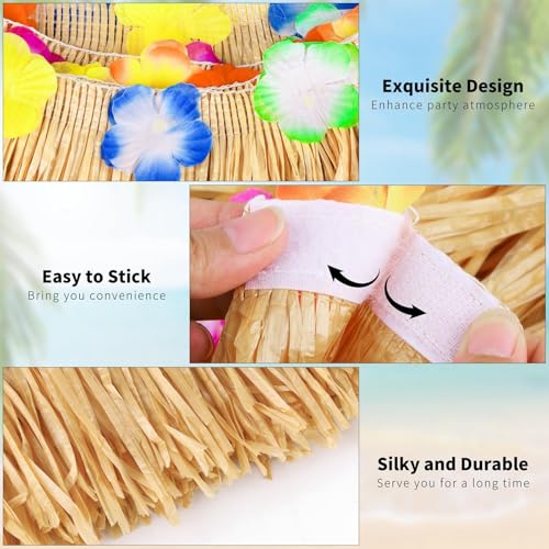 2-Pack Luau Grass Table Skirts with LED String Lights for Tropical Parties