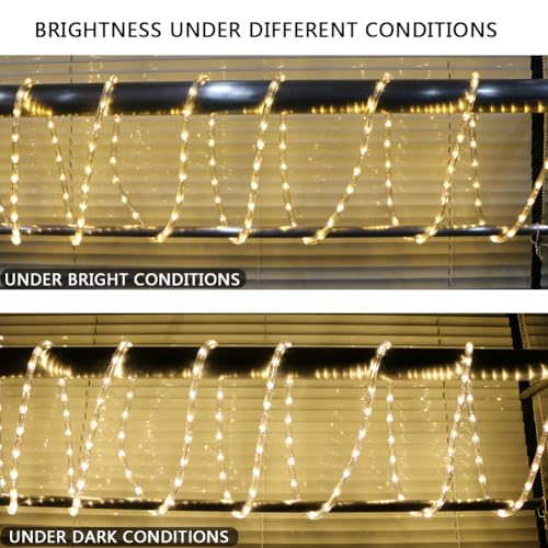 16ft Waterproof LED Rope Lights - Flexible Warm White Outdoor Lighting