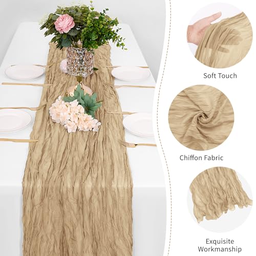 12-Pack Beige Cheesecloth Table Runners, 17 x 108 Inch Gauze Fabric