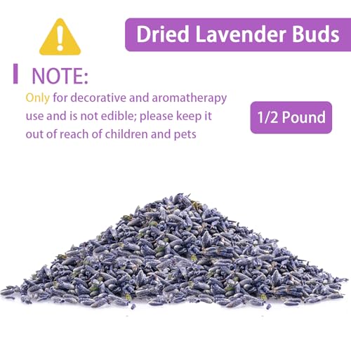Natural Dried Lavender Flowers 1/2 Pound Bulk Buds for DIY Crafts