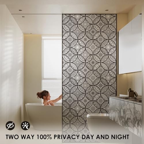 Boho Stained Glass Window Privacy Film, 17.7" x 78.7"