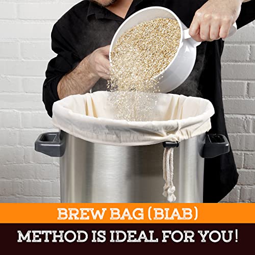 Cotton Brew Bag 26x22 Inch 2 Pack, Unbleached Reusable Straining Bag with Drawstring for Homebrewing and Fruit Wine Making