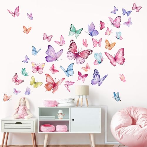 Watercolor Butterfly Wall Decals - Peel and Stick Removable Wall Art