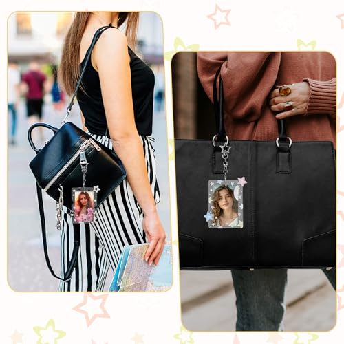 2 Pcs Star Acrylic Photocard Holder Keychain with Protective Clear Case