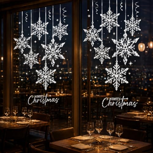 Heirloom Haven Silvery Snowflake 4Pcs Window Decals - Static Cling