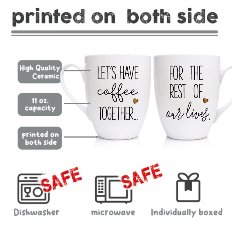 Couples Gifts Coffee Mugs Set of 2, Let's Have Coffee Together for the Rest of Our Lives Coffee Mugs, Mr and Mrs Gifts, Engagement Mr and Mrs Wedding Gift for Couple - Bridal Shower Engaged Couples Mu