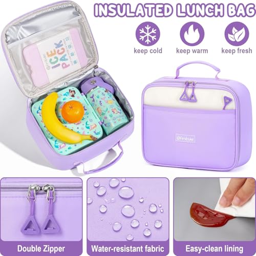 3-Piece Waterproof School Backpack Set for Girls with Lunch Bag & Pencil Case