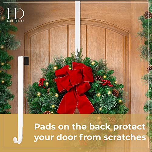 Adjustable Over the Door Wreath Hanger 2-Pack - Holds Up to 20 lbs, White