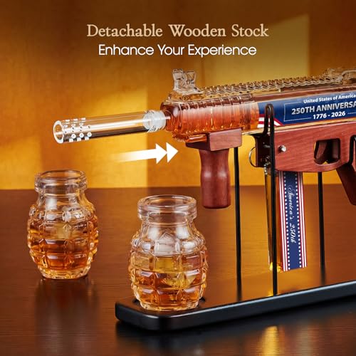 Kollea Star Bar Blue Whiskey Decanter Gift Set with Grenade Glasses