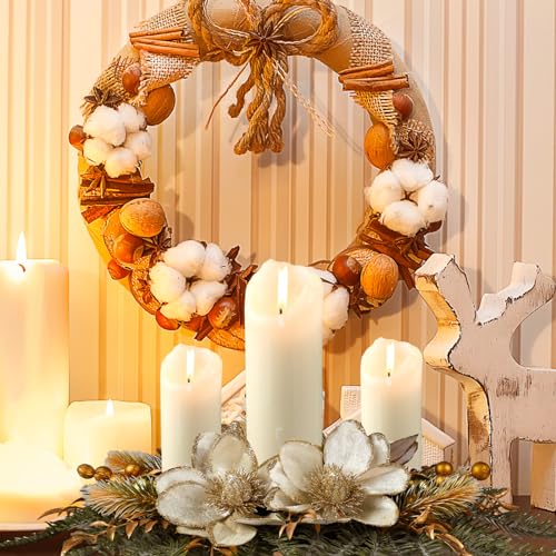 30-Inch Christmas Candle Holder Centerpiece for Dining Table & Mantel (Gold)