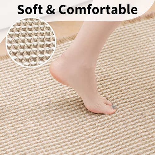 GRLYUH Waffle Bath Mat - 18" x 30" Non-Slip Quick Dry Boho Bathroom Rug