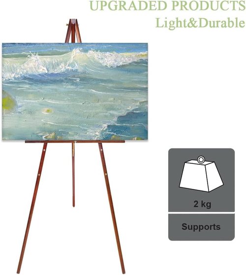 Conda 63" Wooden Tripod Artist Display Easel - Adjustable A-Frame Stand for Weddings & Art Display