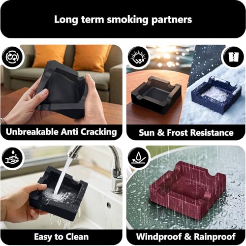 Silicone Cigar Ashtray Set (2 Pack), Windproof Outdoor Patio Ashtray