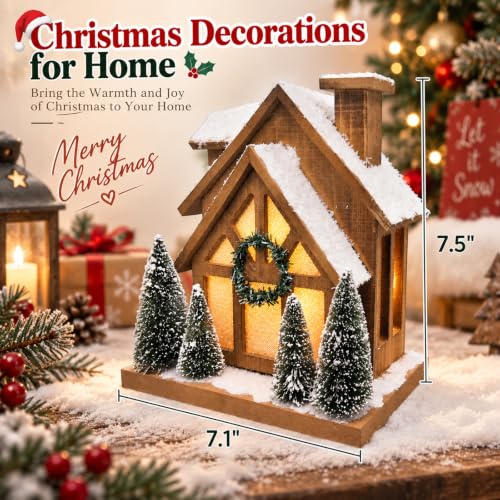 Christmas Decorations for Home Led Lighted Wooden Snow Winter Scene