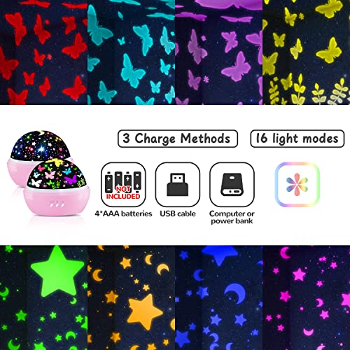 Butterfly and Star Projector Night Light for Kids Bedroom Decor