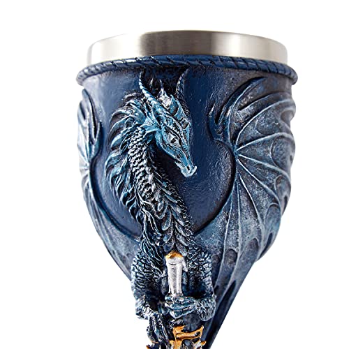 Blue Dragon Goblet - 7 oz Stainless Steel & Resin Wine Chalice