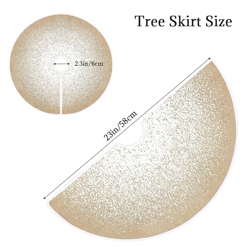 MACTING 23-Inch Christmas Tree Skirt Snowflake Burlap with Glitter - Small 23" Tree Mat
