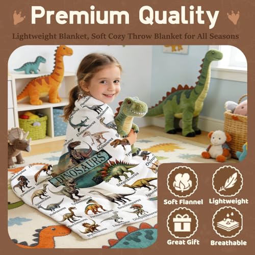 Aniruddha Dinosaur Blanket for Kids Queen Size 60"x80" - Boys & Girls Gift