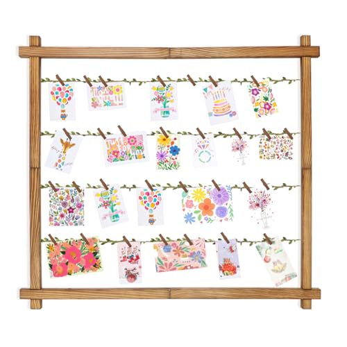 Hanging Photo Display Board with 30 Wooden Clips, Wall Collage Decor