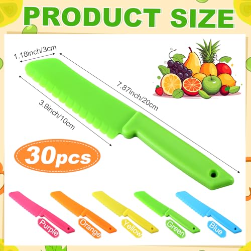 30-Piece Kids Safe Plastic Cooking Knife Set, Colorful Nylon Kitchen Knives