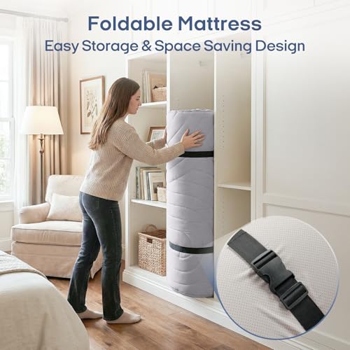 Japanese Floor Mattress Twin Size, 2.5-Inch Foldable Futon Bed with Washable Cover